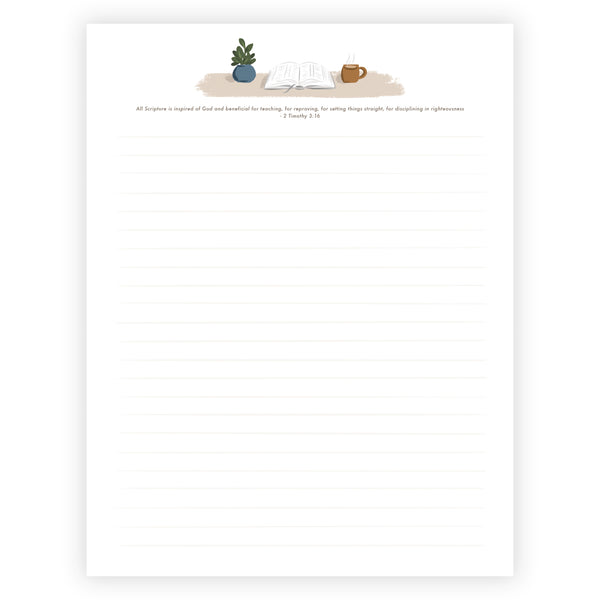 Printable Letter Writing Sheets - Bible Reading Desk - All scripture is inspired of God - 2 Timothy 3:16