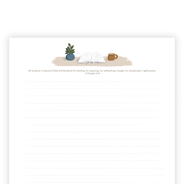 Printable Letter Writing Sheets - Bible Reading Desk - All scripture is inspired of God - 2 Timothy 3:16