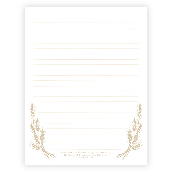 Printable Letter Writing Sheets - Grains - There will be an abundance of grain - Psalm 72:16