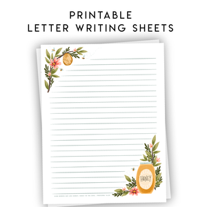 Printable Letter Writing Sheets - Kind Words are Like Honey - Proverbs 16:24