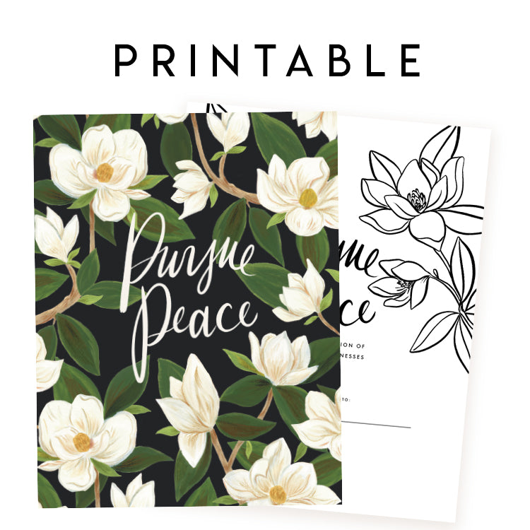 Printable Letter Writing Sheets - Black and White Anemone Floral
