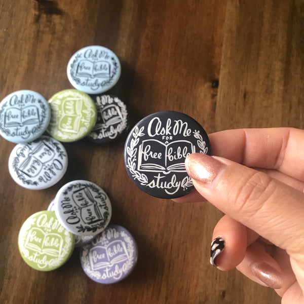 Ask Me for a Free Bible Study - JW Button Pin Badge, Pioneer Gift
