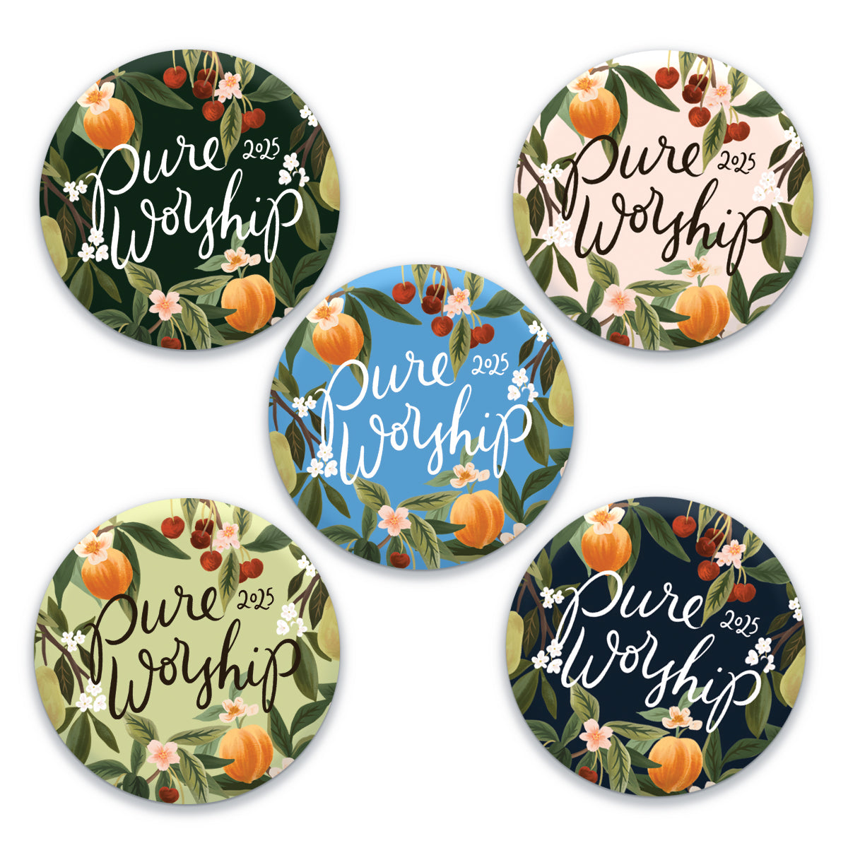 2025 Pure Worship Convention Pin – Fruit and Floral Design | Fruity Summer Pin Badge for Jehovah’s Witnesses