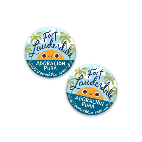 2025 Ft. Lauderdale Pure Worship Special Convention Pin – Sun & Ocean Design | 1.5" Badge Pin Gift for Jehovah’s Witnesses