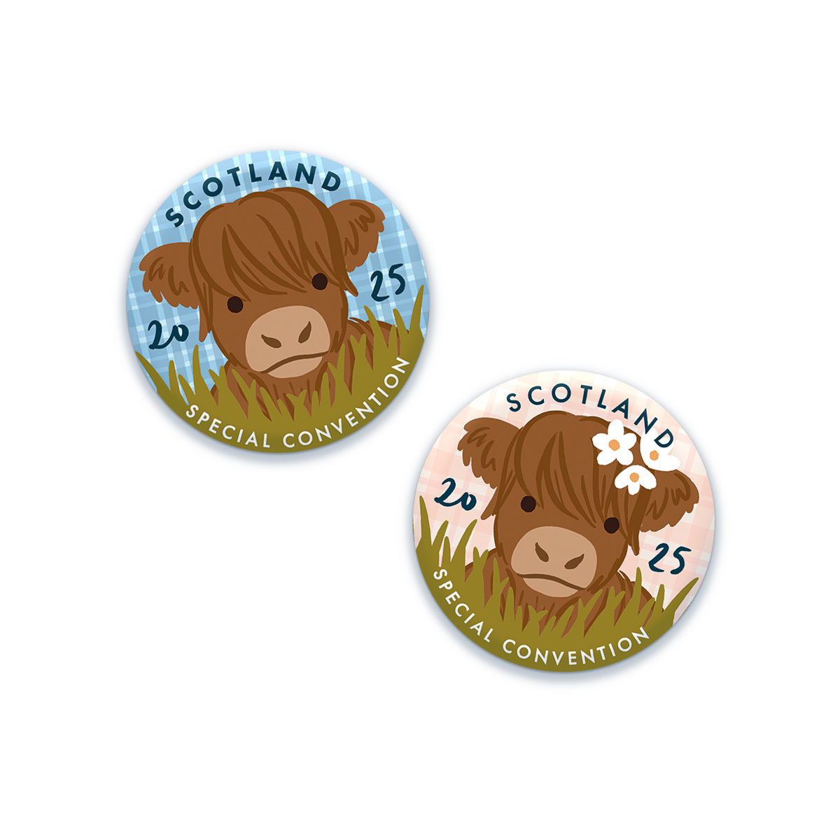 2025 Pure Worship Special Convention Scotland Badge Pin – Highland Cow & Tartan Design | Jehovah’s Witnesses Convention Pin Gift