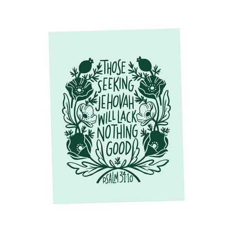Those Seeking Jehovah Will Lack Nothing Good, Psalm 34:10 2022 Year Text Tea Towel