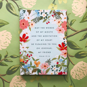 Psalm 19:14 Words and Meditation of My Heart Be Pleasing - Hardcover Lined Journal Notebook