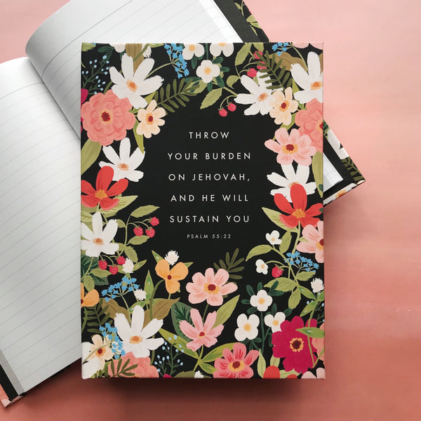 Psalm 55:22 Throw Your Burden on Jehovah and He Will Sustain You - Hardcover Lined Journal Notebook