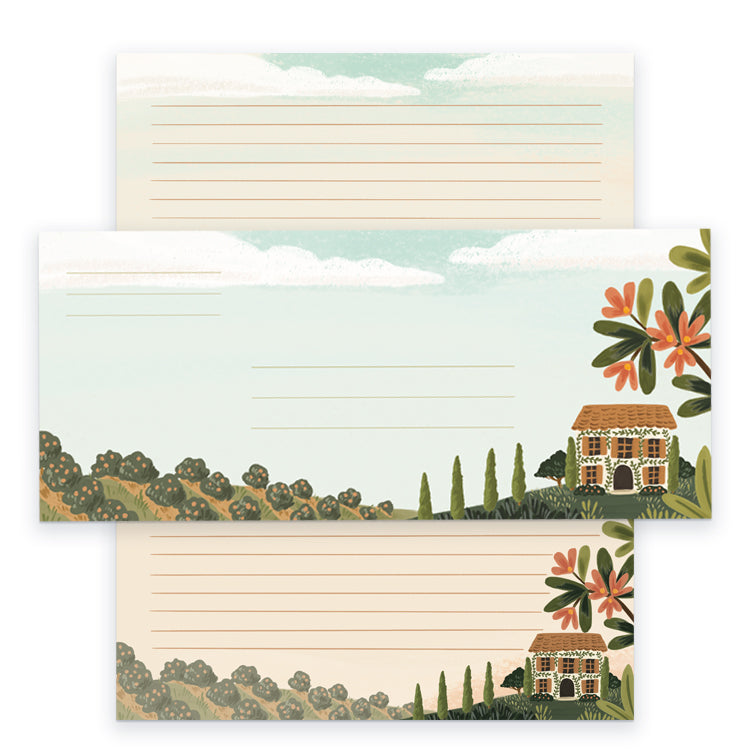 Letter Writing Set with Envelopes - Countryside in Paradise