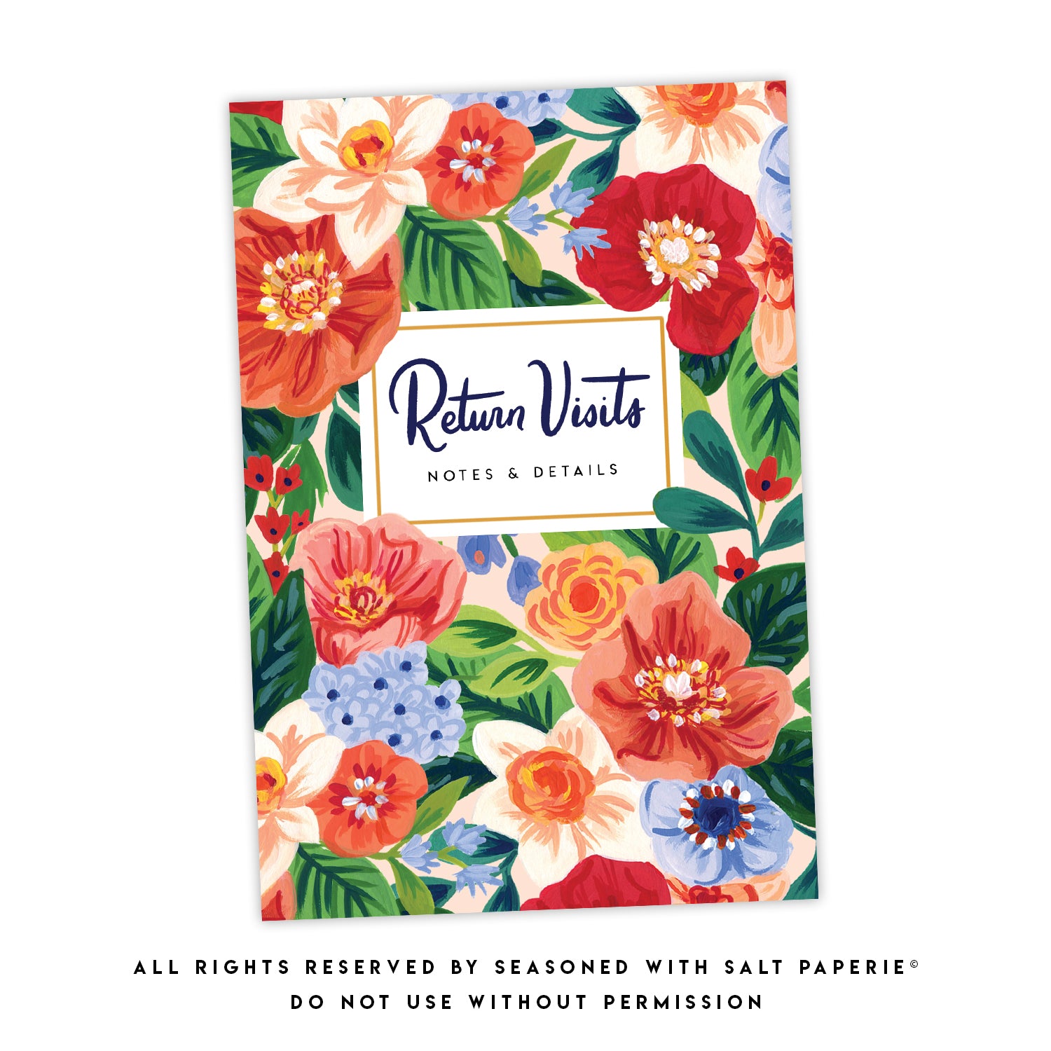 ENGLISH - GIFT SET WITH PEN - Return Visit Notebook - Rejoice Florals
