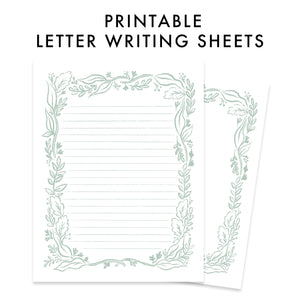 Printable Letter Writing Sheets - Sage Greenery Bundle