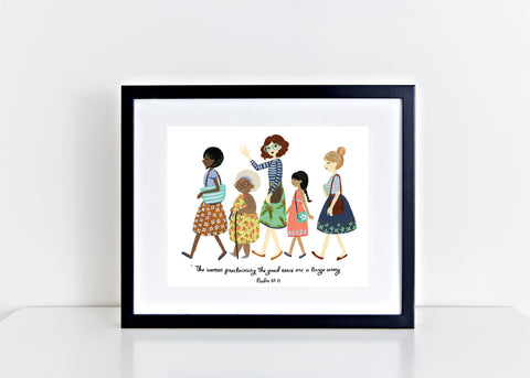 The Women Proclaiming The Good News Are A Large Army - Psalm 68:11 Illustrated 8x10 Print