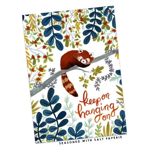 Keep On Hanging On Red Panda Greeting Card