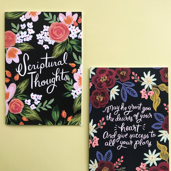 A5 Notebook Peach Floral Scriptural Thoughts