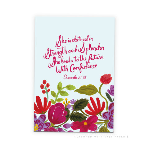 Floral Notebook - She is Clothed in Strength and Splendor... - Proverbs 31:25